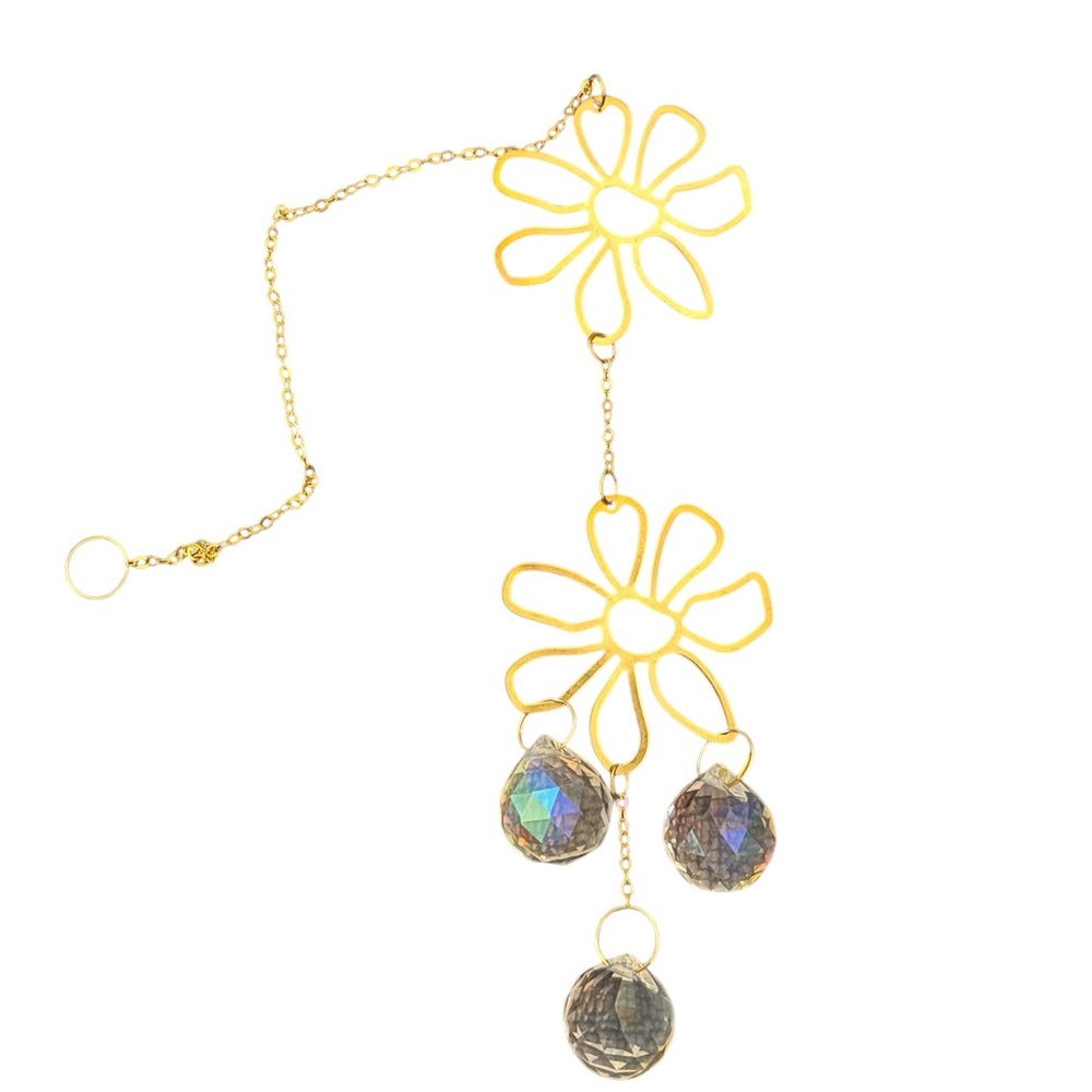 Long Golden Crystal Prism and Charm Suncatchers - Picture 2 of 11